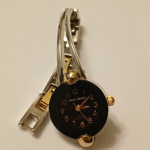 Paul Jardin Women Gold/Silver Tone Black Dial Quartz WR Watch - BROKEN BAND